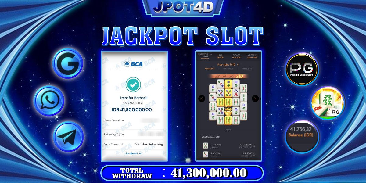 JPOT4D JACKPOT SLOT MAHJONG WAYS 2 Rp41.300.000,- LUNAS