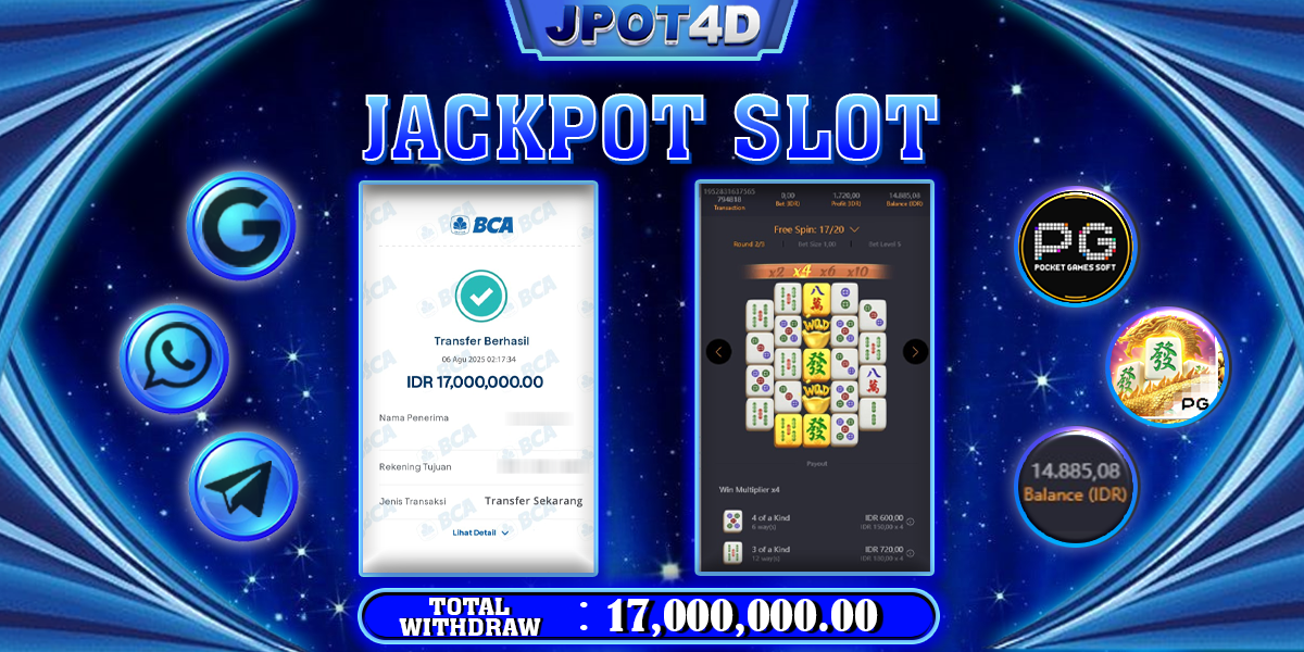 JPOT4D JACKPOT SLOT MAHJONG WAYS 2 Rp17.000.000,- LUNAS