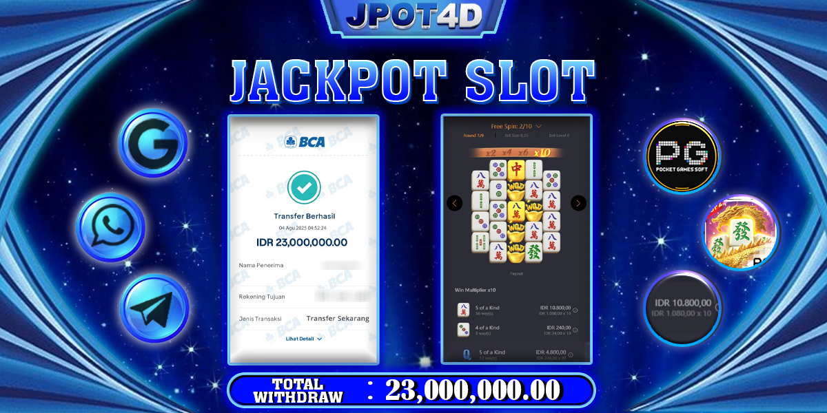 JPOT4D JACKPOT SLOT MAHJONG WAYS 2 Rp23.000.000,- LUNAS