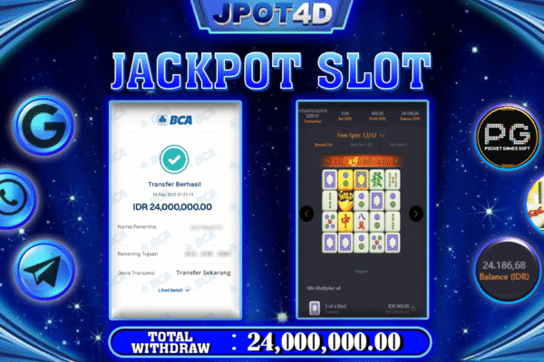 JPOT4D JACKPOT SLOT MAHJONG WAYS Rp24.000.000,- LUNAS