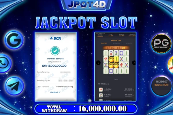 JPOT4D JACKPOT SLOT MAHJONG WAYS Rp16.000.000,- LUNAS