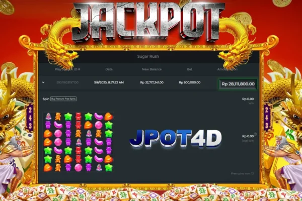 JPOT4D JACKPOT SLOT SUGAR RUSH Rp28.000.000,- LUNAS