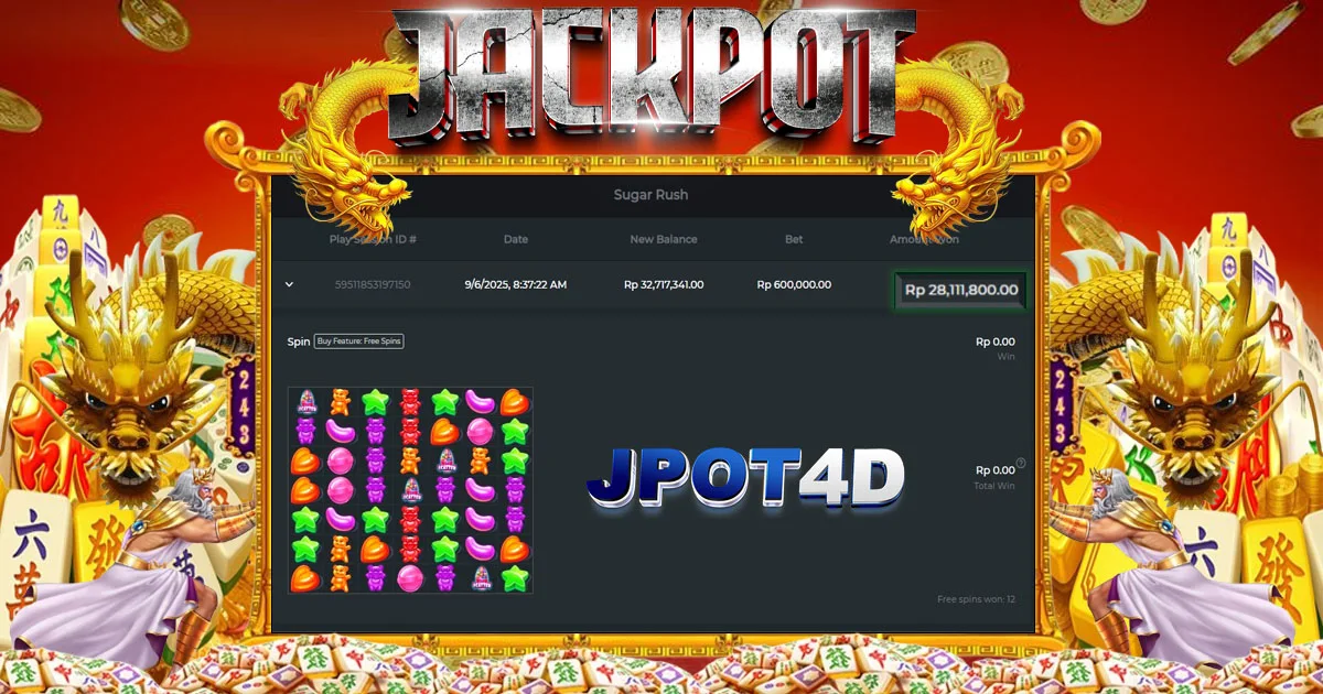 JPOT4D JACKPOT SLOT SUGAR RUSH Rp28.000.000,- LUNAS